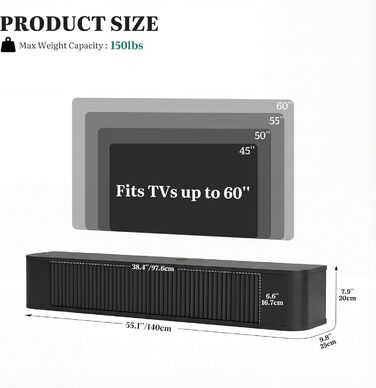 Підвісна тумба під телевізор YITAHOME 140 см з RGB підсвіткою, чорний глянцевий, настінна полиця для вітальні та спальні, великий об'єм зберігання 140x25x20 см