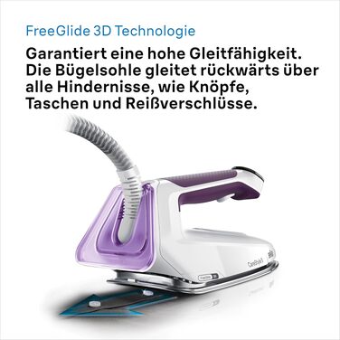 Парова система прасування Braun CareStyle 5 IS5247VI з технологією FreeGlide 3D, 2400 Вт, вертикальне прасування, резервуар 2 л, фіолетовий