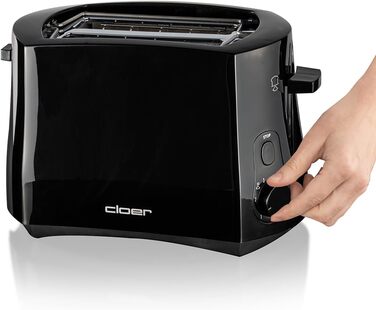 Тостер Cloer 3310 Cool-Wall 825 Вт, для 2 тостів, з підставкою для булочок, кришкою для крихт, функцією додаткового підйому, чорний