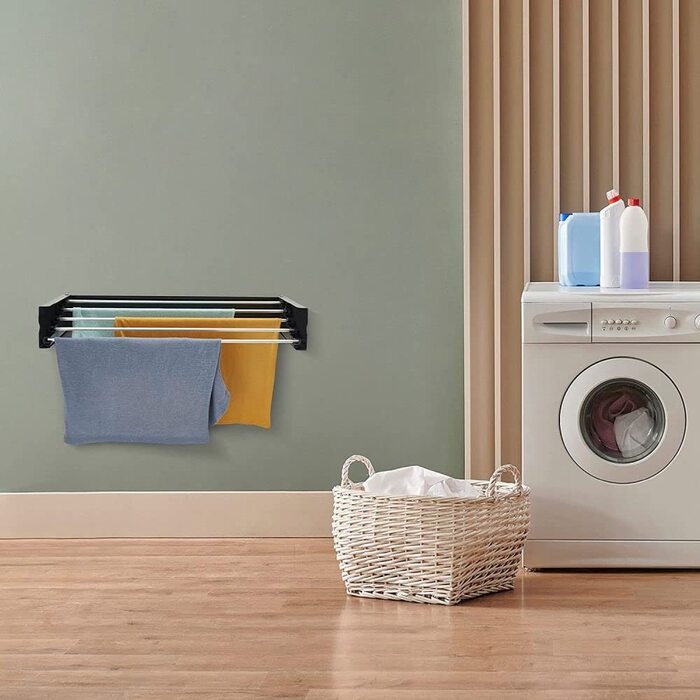 Сушарка для білизни HomeArt настінна, складна, 75 см, антрацит, для дому та вулиці, 20 кг