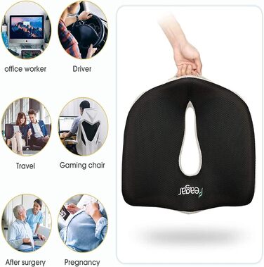 Ортопедична гелєва подушка Feagar з memory foam для сидіння — ергономічна подушка для офісного крісла, авто, інвалідного візка, проти болю у куприку, для дому та вулиці, літня, преміум якість