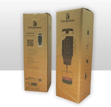 Handpresso E-Presso 21700: Портативна акумуляторна кавомашина для еспресо (капсули/мелена кава) з USB зарядкою, 60 мл