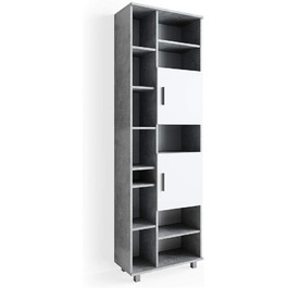 Високий шафа для ванної Vicco Ilias, бетон/білий, 60x190 см