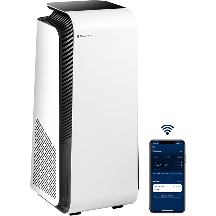 Повітряочисник Blueair HealthProtect 7470i для дому: 91 м², технологія GermShield, проти алергенів, вірусів, бактерій та пилу, білий