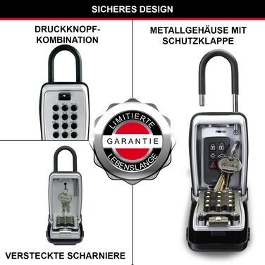 Сейф для ключів Master Lock з кнопковим кодом для зовнішнього встановлення, металевий кейс (11.7 x 7.9 x 5.2 см)