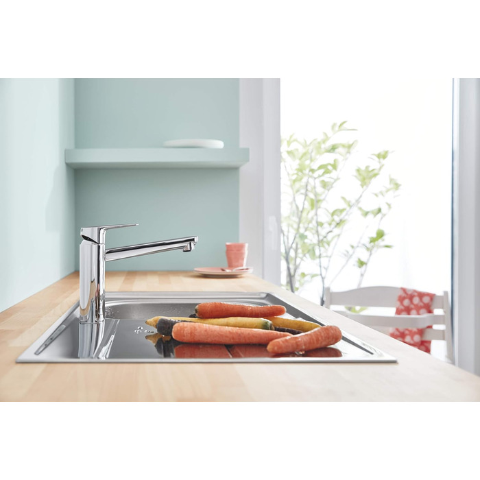 Змішувач кухонний GROHE BauLoop 31367001 високий, поворотний на 360°, з металевим кріпленням, хромований