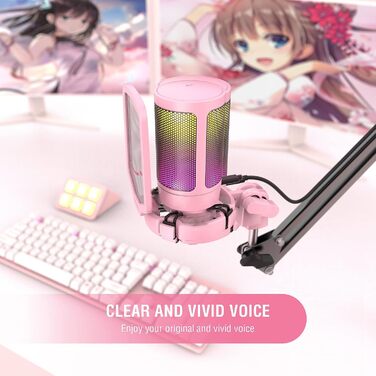 Ігровий USB-мікрофон FIFINE для ПК, PS4, PS5, Mac з підставкою, кнопкою вимкнення звуку, поп-фільтром і антивібраційним кріпленням для стрімінгу, подкастів і студії