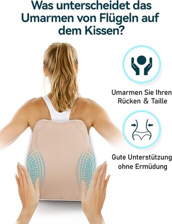 Ортопедична подушка для спини Travel Ease з піни Memory Foam, лемденно-крижове підпір'я для офісного крісла, з антистатичним гіпоалергенним чохлом, для правильної осанки (темно-синя)