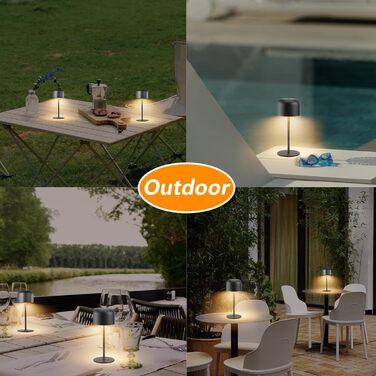 Бездротова LED настільна лампа Klighten, димована, акумуляторна, 3 режими світла (3000K-6000K), USB-C, алюміній, антрацит, IP54, висота 21 см, для вулиці та дому