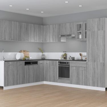 Кухонна тумба для духовки vidaXL, з регульованими ніжками, сірий Sonoma, 60 см, деревостружковий матеріал