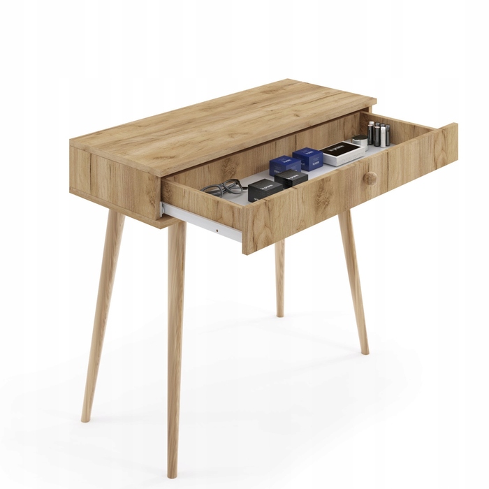 Консольний стіл MELIMEBLE, дуб крафт / золотий, 90 x 80 x 39 см
