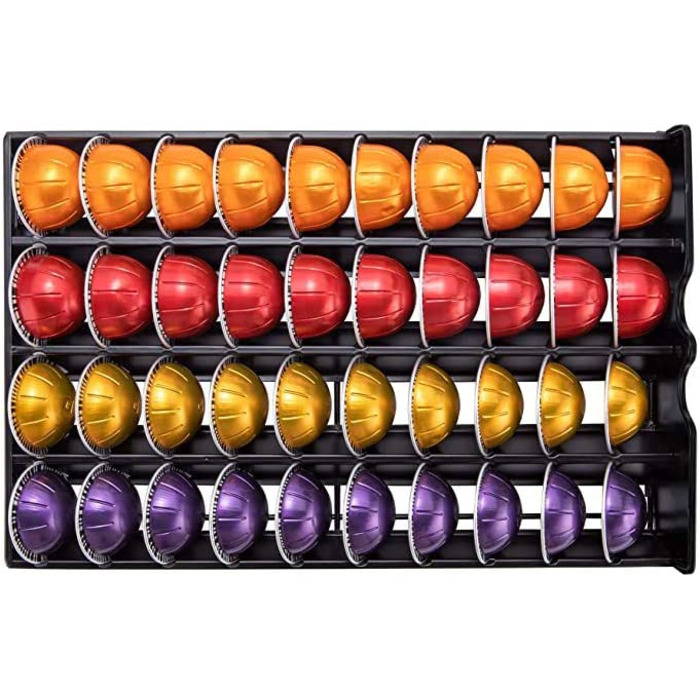 Підставка для капсул Nespresso Vertuo HiveNets з шухлядою, чорна, для 40 капсул, загартоване скло