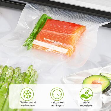 Пакети для вакууму Bonsenkitchen Profi VB3205, 28x40 см (100 шт) - для харчових продуктів, Sous Vide, міцні, без BPA