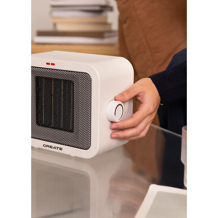 Керамічний обігрівач CREATE/WARM BOX, білий, 1500 Вт, портативний, з термостатом, 2 режими потужності, PTC-нагрів, захист від перегріву