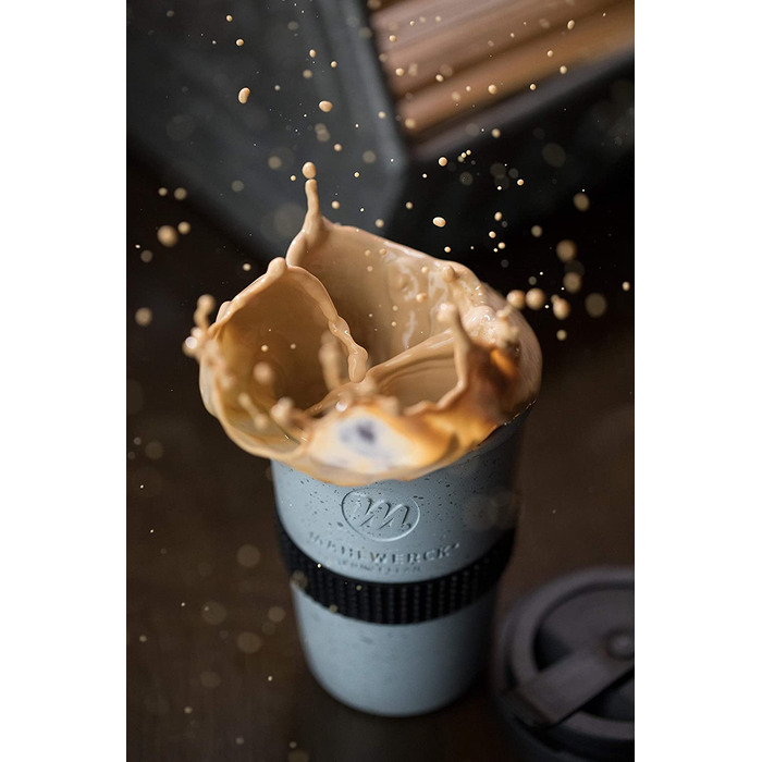 Порцелянова чашка для кави Mahlwerck Coffee-to-go 400 мл, з герметичною кришкою, бетонний дизайн, сіра