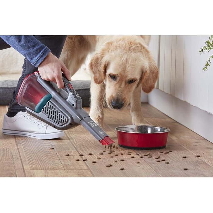 Пилосос ручний акумуляторний BLACK+DECKER Lithium Dustbuster BHHV315J, 12 В, 20 AW, циклонний, безмішковий, з висувною щілинною насадкою, титан/червоний, 500 мл