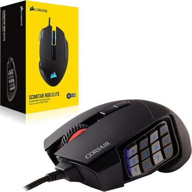 Ігрова миша Corsair Scimitar RGB Elite для MOBA/MMO, дротова, чорна