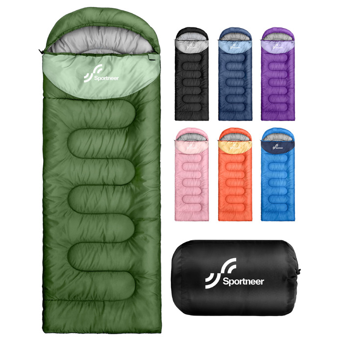 Спальний мішок Sportneer Outdoor у формі ковдри, 220x80 см, зелений