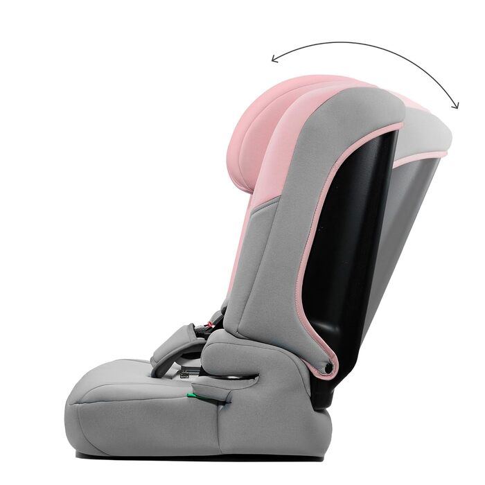 Автокрісло Kinderkraft I-COMFY для дітей (76-150 см), регульоване, з 5-точковим ременем, система EASY GROW, темно-сірий/рожевий