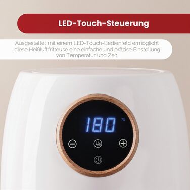 Аерофритюрниця Bergner Naturally AirFryer 2 л, 1000 Вт, антипригарне покриття, таймер, біла