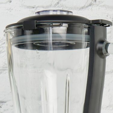 Скляний стаціонарний блендер Petra PT5531MBLKVDE, 1.5 л, BPA Free, 600 Вт, імпульсний режим, 2 швидкості, нержавіюча сталь, безпечна кришка, мірна шкала, для смузі