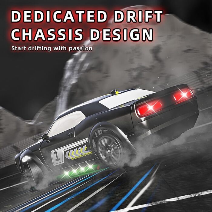 RC Дрифт-кар 1:20 для дітей, 2.4Ghz, LED, 15км/год, 4WD, чорний + 2 батарейки