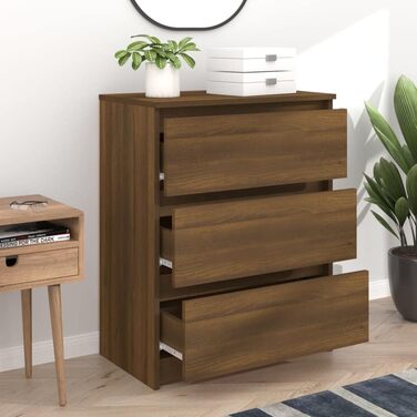 Комод vidaXL з 3 шухлядами, шафа для вітальні, дуб коричневий, 60x35x76 см, ДСП