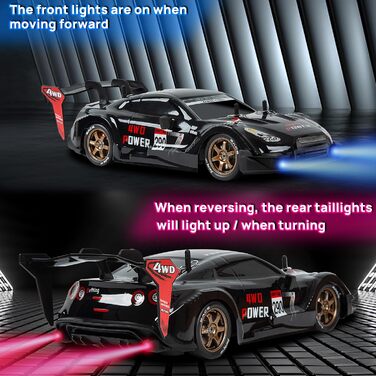 RC Автомобіль для дрифту 1:14 4WD GT – Радіокерування, пропорційний газ, чорний колір – Іграшка для дітей та дорослих