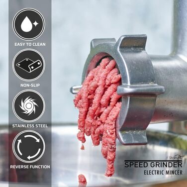 Електрична м’ясорубка STARLYF Speed Grinder для дому, кухонна багатофункціональна машина з насадками для ковбас, кіббе, штовхачем і знімною чашею
