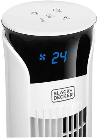 Турмовентилятор Black+Decker BXEFT49E, 45 Вт, пластик, з пультом, 102 см, білий