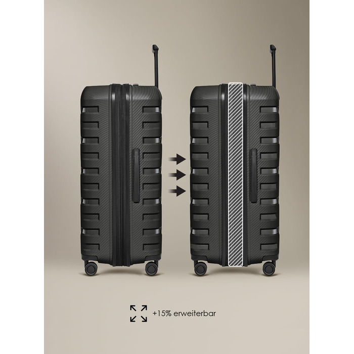 Набір валіз Smartbox Hartschalen 3 шт. | Розширюваний, з TSA-замком, з поліпропілену | Чорний | Для жінок та чоловіків (Edition 01)