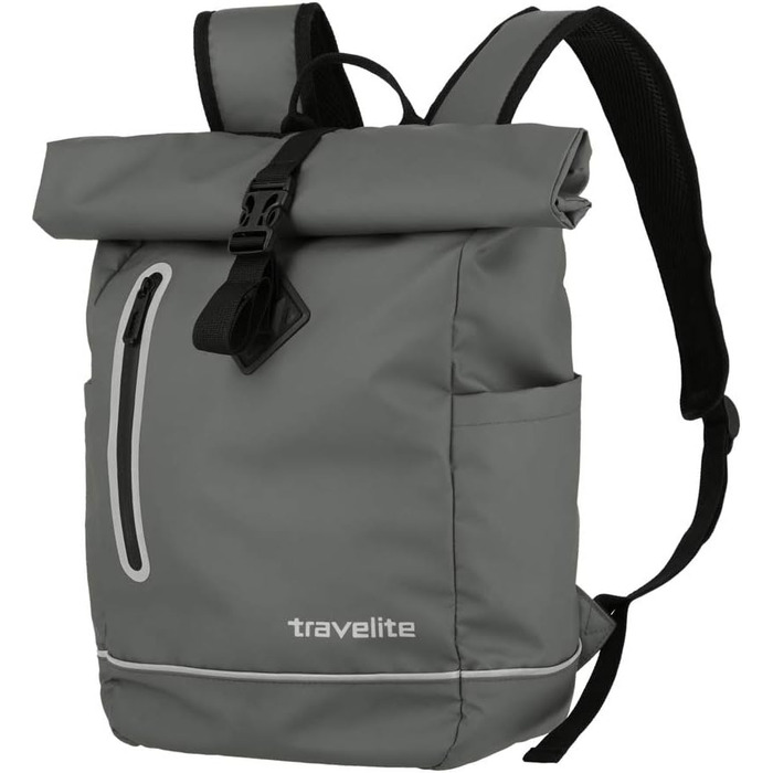 Рюкзак travelite Rolltop водонепроникний, велосипедний, міський, з роллтоп-застібкою та світловідбивачами, 19 л, 48 см, сірий (антрацит)
