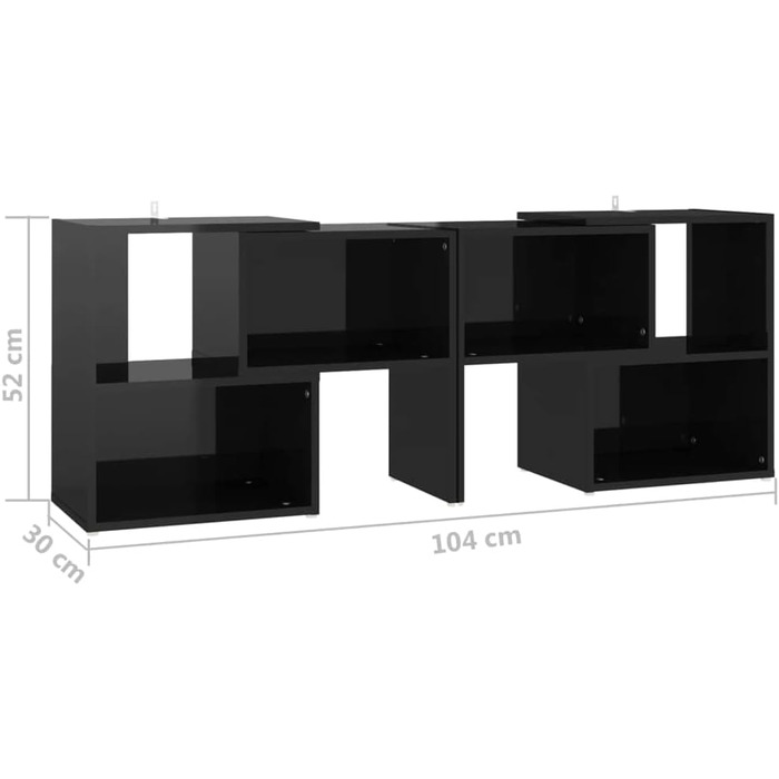 vidaXL Тумба під телевізор, глянцева чорна, 104x30x52 см, ДСП, сучасна TV-тумба, меблі для вітальні