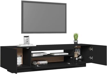 Тумба під телевізор vidaXL з LED підсвіткою, чорна, 160x35x40 см, сучасний ТВ стіл, медіа-комод