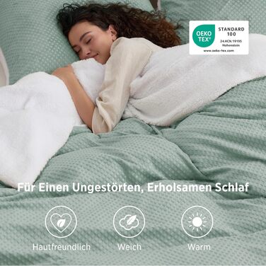 Комплект постільної білизни BEDSURE з фланелі, теплий набір 3-4 предмети (Зелений), підковдра 155x220 см, наволочка 80x80 см
