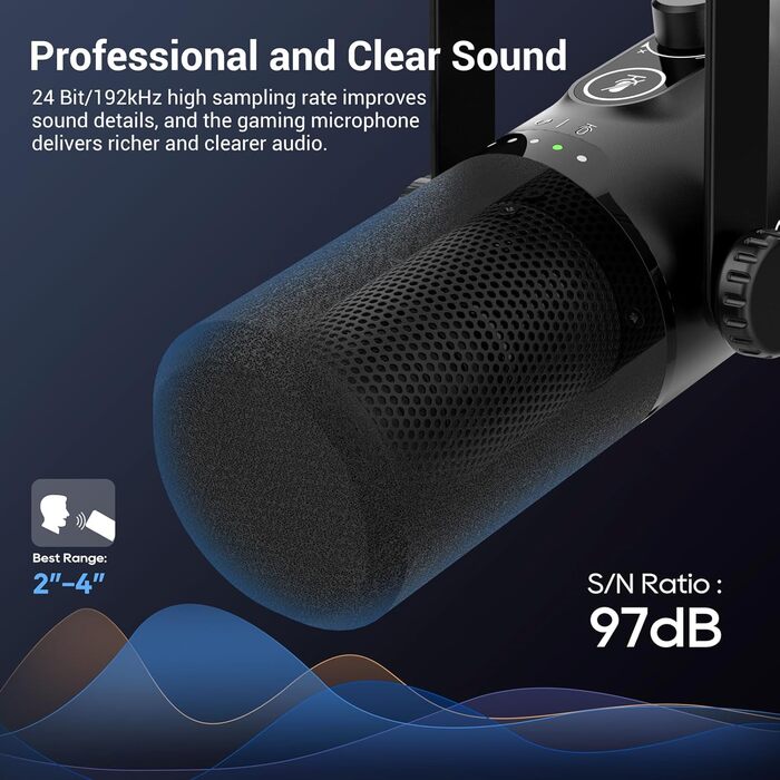 Мікрофон ігровий FDUCE з USB/XLR підключенням, RGB-підсвічуванням та регулюванням Gain для стрімінгу, запису подкастів та ігор (D30+)