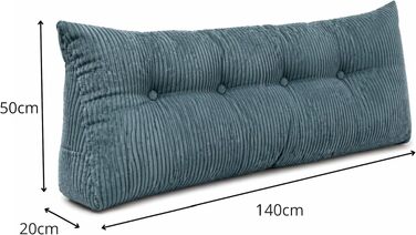 Подушка для спини Chilly Pilley® з підтримкою, для читання в ліжку, диванна подушка, спинка для ліжка, багато кольорів (140x50x20 см, Бірюзовий)