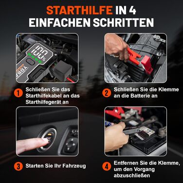 Бустер для автомобіля Starthilfe Powerbank 8000A 12V — Пусковий пристрій для акумуляторів авто, модель 9183