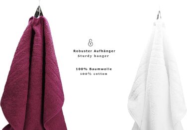 Набір рушників Betz Deluxe 8 шт, 100% бавовна, білі та сливові, 2 банних, 2 душових, 2 для рук, 2 для обличчя