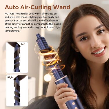 Mogawave Airstyler Airbrush Pro 1000W - 5-в-1 Фен-щітка для волосся з обертанням, іонізація, об'єм та завивка (Коричневий)