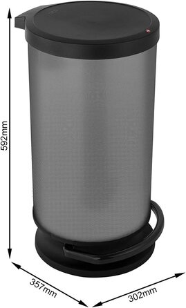 Смітник Rotho Paso 30 л з кришкою, пластик, BPA-free, колір carbon metallic