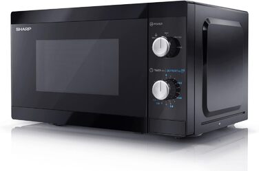 Мікрохвильова піч SHARP MS01EB, 800 Вт, 5 рівнів потужності, функція розморожування, 44x25,8x34,4 см, чорна