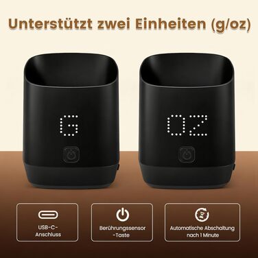 Ваги для кави Kaffeewaage 500г/0,1г, цифрові, з LED-дисплеєм, USB-C, IPX4, для еспресо, пуроверу та кавових зерен