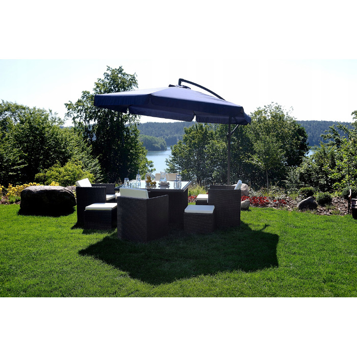 Садова парасолька з консоллю Funfit Garden, синя, 350 x 250 см