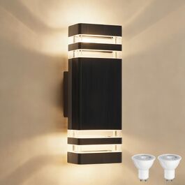 Стіна LED світильник вуличний Up and Down, водонепроникна лампа IP54, 2×5W 3000K теплий білий, GU10, антрацит (сірий), 1 шт.