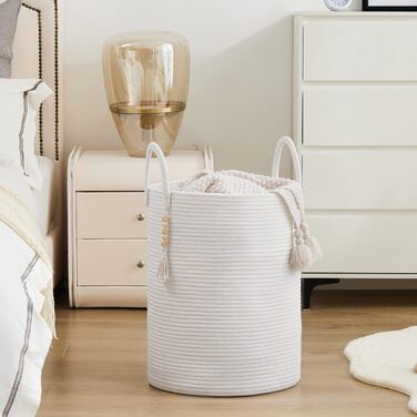Кошик для білизни YOUDENOVA плетіний, 58L, ручний, з бавовни (білий)