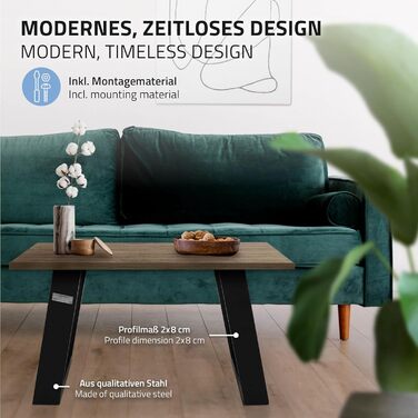 Набір з 2 металевих ніжок для столу ML-Design, 80° нахил, 40x43 см, чорний матовий, стальні підставки для столу та лавки