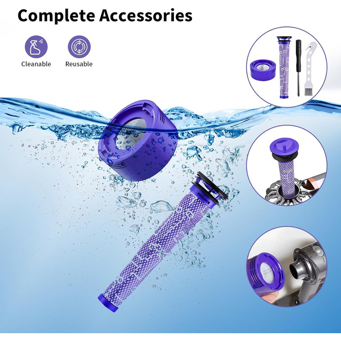 Акумулятор V8 для пилососа Dyson SV10 4600mAh (оригінал, +2 фільтри, викрутка, гвинти, щітка)