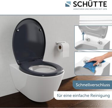 Сидіння для унітаза SCHÜTTE з мікроліфтом (м'яке закривання), овальне, антрацит, матеріал Duroplast, витримує до 200 кг