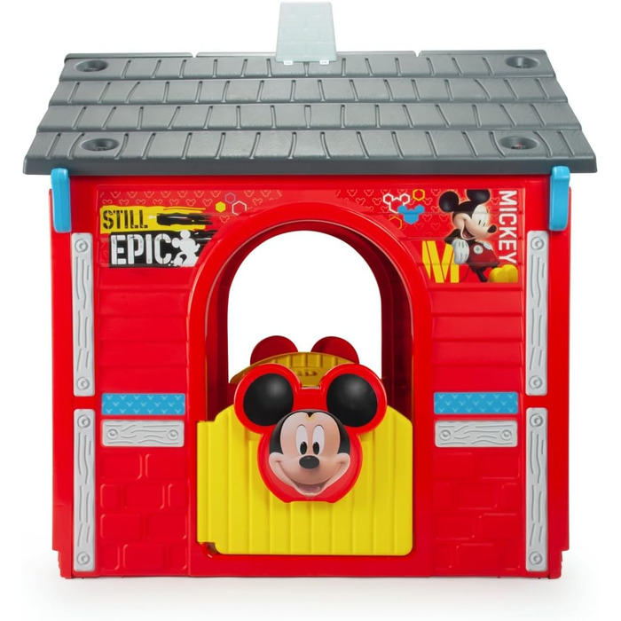 Дитячий будиночок Mickey Mouse INJUSA (від 3 років) для вулиці, червоний, пластик. Офіційний Disney будиночок з 3 дверима та 1 вікном для хлопчиків та дівчаток.